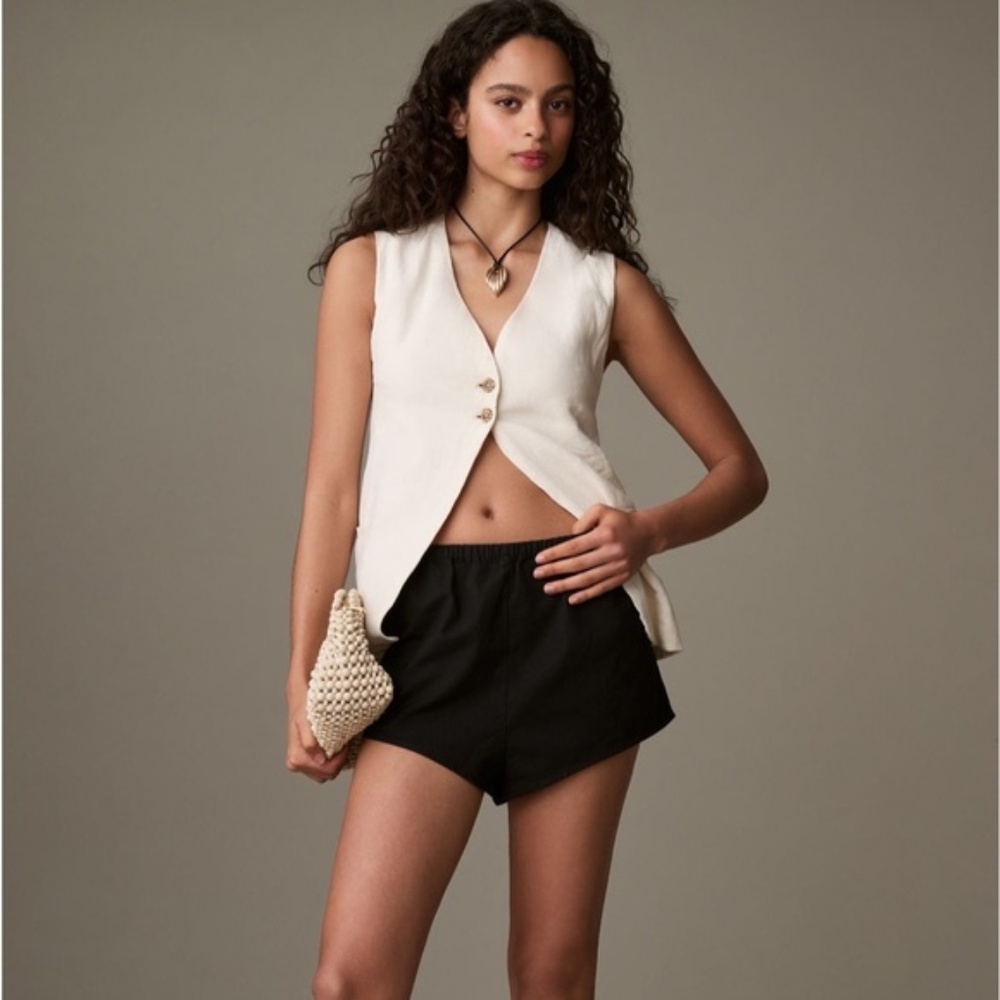 By Anthropologie Black Linen Tap Shorts